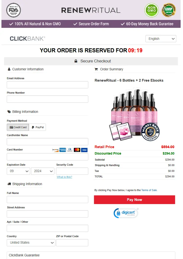 RenewRitual Checkout